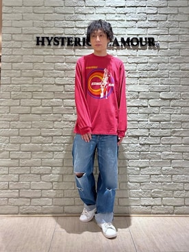 「HYSTERIC GLAMOUR（ヒステリックグラマー）のRESIZE加工 デニムストレートパンツ（デニムパンツ、ブルー系）」を使った、RYUさん（メンズ・172cm）の秋コーディネート