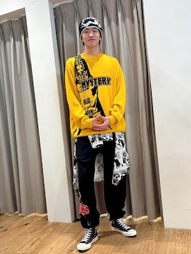 「シャツ 」｜「アイテム（スウェットパンツ）」を使った、ta123456さん（メンズ・179cm）の冬コーディネート