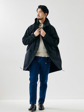 「417 EDIFICE（フォーワンセブンエディフィス）のアイテム（モッズコート）」を使った、417 officialさん（メンズ・183cm）の春コーディネート