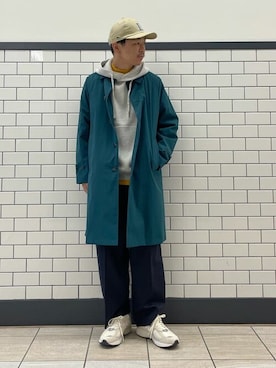 「417 EDIFICE（フォーワンセブンエディフィス）のアイテム（ステンカラーコート）」を使った、417 officialさん（メンズ・174cm）の秋コーディネート
