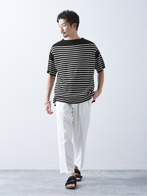 リネンライクMVS ボーダーニット Tシャツ（Tシャツ/カットソー）｜417