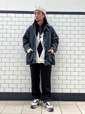 「417 EDIFICE（フォーワンセブンエディフィス）のアイテム（スウェットパンツ）」を使った、417 officialさん（メンズ・170cm）の秋コーディネート