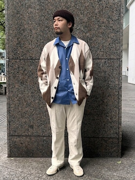「417 EDIFICE（フォーワンセブンエディフィス）のアイテム（スウェットパンツ）」を使った、417 officialさん（メンズ・172cm）の秋コーディネート