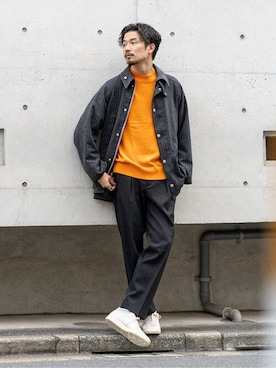 「白スニーカー」｜「アイテム（その他アウター）」を使った、417 officialさん（メンズ・178cm）の秋コーディネート
