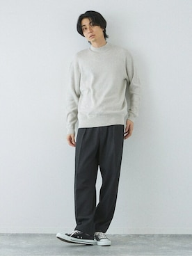 「カシミヤ」｜「アイテム（スラックス）」を使った、417 officialさん（メンズ・180cm）の秋コーディネート