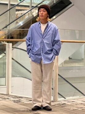 「417 EDIFICE（フォーワンセブンエディフィス）のアイテム（スウェットパンツ）」を使った、417 officialさん（メンズ・166cm）の秋コーディネート