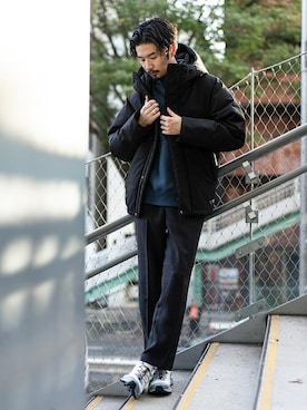 「417 EDIFICE（フォーワンセブンエディフィス）のアイテム（ダウンジャケット/コート）」を使った、417 officialさん（メンズ・178cm）の冬コーディネート