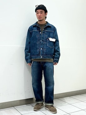 「ストレートデニム」｜「アイテム（デニムジャケット）」を使った、417 officialさん（メンズ・170cm）の冬コーディネート