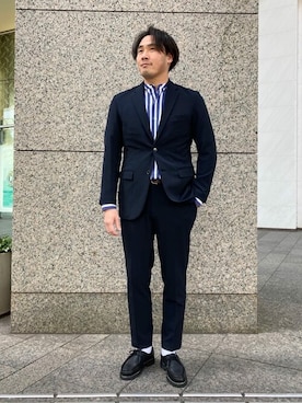 「417 EDIFICE（フォーワンセブンエディフィス）のアイテム（セットアップ）」を使った、417 officialさん（メンズ・183cm）の冬コーディネート