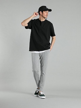 「LANVIN en Bleu（ランバンオンブルー）のアイテム（キャップ）」を使った、LANVIN en Bleu 本社さん（メンズ・177cm）の夏コーディネート