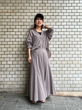 「シャツ 」｜「アイテム（キャップ）」を使った、fukuさん（レディース・157cm）の春コーディネート
