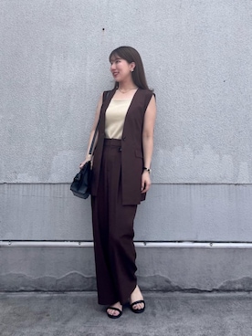 「ワイドパンツ 」｜「アイテム（サンダル）」を使った、fukuさん（レディース・157cm）の夏コーディネート
