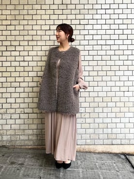 「ムートン」｜「アイテム（その他アウター）」を使った、fukuさん（レディース・157cm）の秋コーディネート
