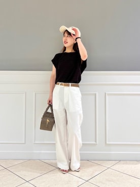 「ワイドパンツ 」｜「アイテム（パンツ）」を使った、fukuさん（レディース・157cm）の夏コーディネート