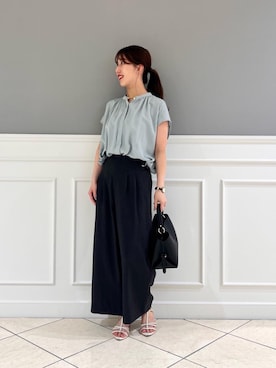 「ワイドパンツ 」｜「アイテム（パンツ）」を使った、fukuさん（レディース・157cm）の夏コーディネート