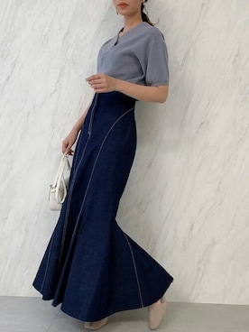 「Vネック」｜mikiさん（レディース・153cm）の春コーディネート