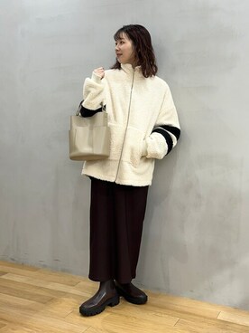 「スクエアトゥ」｜「アイテム（ブルゾン）」を使った、りなてぃさん（レディース・155cm）の冬コーディネート
