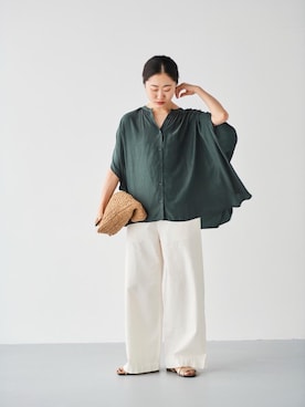 「ワイドパンツ 」｜「アイテム（サンダル）」を使った、mihoさん（レディース・159cm）の夏コーディネート