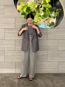 「ワイドパンツ 」｜「アイテム（その他アウター）」を使った、mihoさん（レディース・159cm）の秋コーディネート