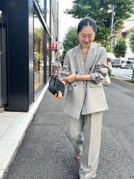 「ワイドパンツ 」｜「アイテム（その他アウター）」を使った、mihoさん（レディース・159cm）の秋コーディネート