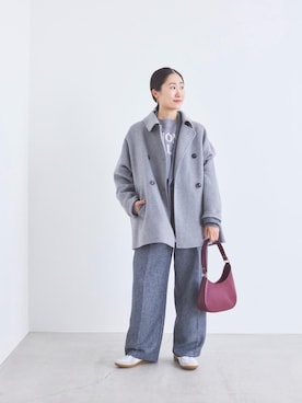 「ワイドパンツ 」｜「アイテム（その他アウター）」を使った、mihoさん（レディース・159cm）の秋コーディネート