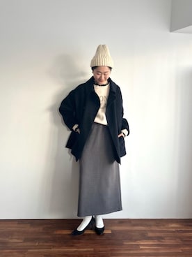 「ロゴニット」｜「アイテム（その他アウター）」を使った、mihoさん（レディース・159cm）の秋コーディネート