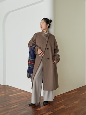 「ワイドパンツ 」｜「アイテム（その他アウター）」を使った、mihoさん（レディース・159cm）の秋コーディネート