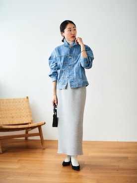「バッグ」｜「アイテム（デニムジャケット）」を使った、mihoさん（レディース・159cm）の冬コーディネート