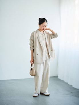 「ワイドパンツ 」｜「アイテム（その他アウター）」を使った、mihoさん（レディース・159cm）の冬コーディネート