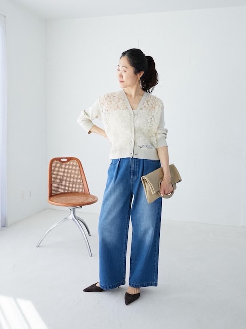 WEB限定アイテム》チュール刺繍Vネックカーディガン（カーディガン