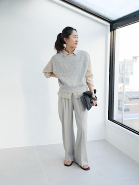 「ワイドパンツ 」｜「アイテム（バッグ）」を使った、mihoさん（レディース・159cm）の春コーディネート
