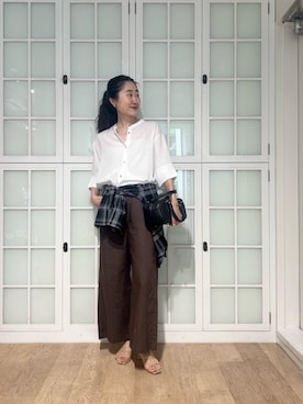 「ワイドパンツ 」｜「アイテム（バッグ）」を使った、mihoさん（レディース・159cm）の春コーディネート