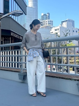 「ワイドパンツ 」｜「アイテム（トップス）」を使った、mihoさん（レディース・159cm）の春コーディネート
