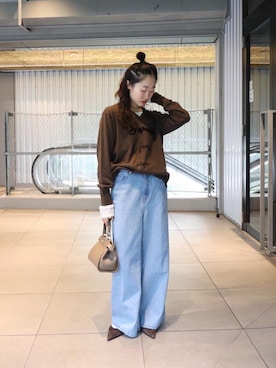 「アイテム（ニット/セーター）」を使った、mihoさん（レディース・159cm）の秋コーディネート