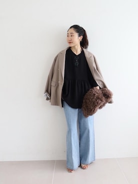 「アイテム（その他アウター）」を使った、mihoさん（レディース・159cm）の秋コーディネート