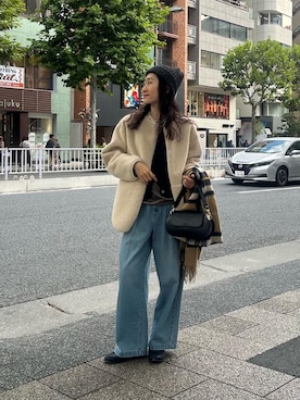 「アイテム（ムートンコート）」を使った、mihoさん（レディース・159cm）の秋コーディネート