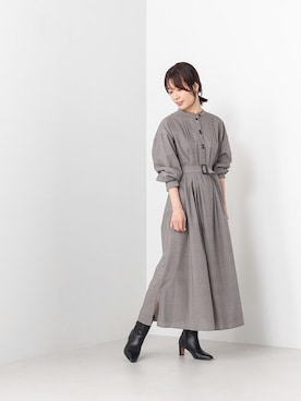 「NATURAL BEAUTY BASIC（ナチュラルビューティーベーシック）のアイテム（シャツワンピース）」を使った、NBB STAFF02さん（レディース・160cm）の秋コーディネート