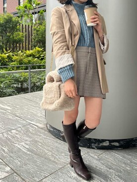 「Samantha Thavasa（サマンサタバサ）のソフトファー ハンドバッグ（ハンドバッグ）」を使った、SamanthaThavasaさん（レディース・160cm）の秋コーディネート