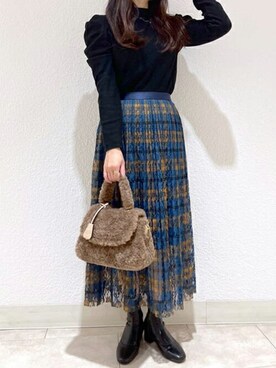 「Samantha Thavasa（サマンサタバサ）のソフトファー ハンドバッグ（ハンドバッグ）」を使った、SamanthaThavasaさん（レディース・160cm）の秋コーディネート