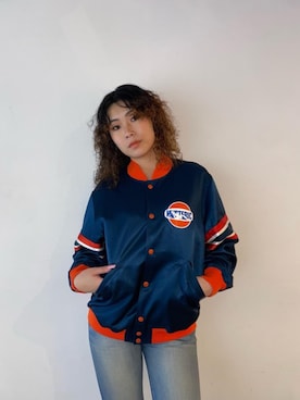 「アイテム（スタジャン）」を使った、RINさん（レディース・162cm）の秋コーディネート