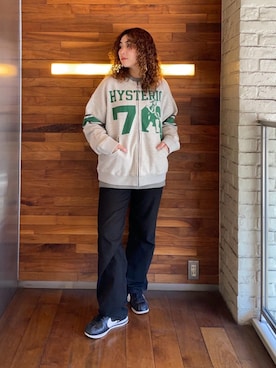 「ワイドパンツ 」｜「アイテム（その他アウター）」を使った、RINさん（レディース・162cm）の冬コーディネート