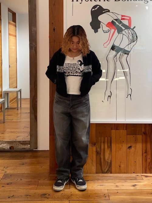 SMOKING GIRL チビTシャツ HYSTERIC GLAMOUR - [ラスト1点] SMOKING GIRL チビTシャツ / ブラック