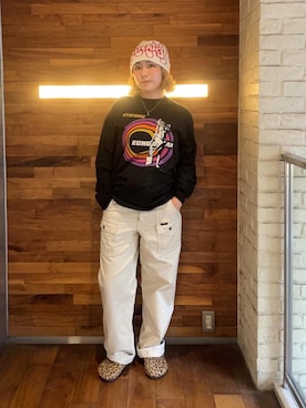 「HYSTERIC GLAMOUR（ヒステリックグラマー）のチノブッシュパンツ（チノパンツ、ベージュ系）」を使った、RINさん（レディース・162cm）の秋コーディネート