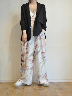 「麻ジャケット」｜chaosbohemiaさん（レディース・165cm）の春コーディネート
