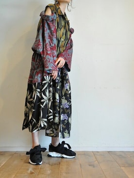 「アイテム（シャツワンピース、ブラック系）」を使った、chaosbohemiaさん（レディース・165cm）の春コーディネート