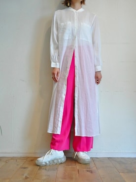 「--（--）のアイテム（シャツワンピース）」を使った、chaosbohemiaさん（レディース・165cm）の夏コーディネート