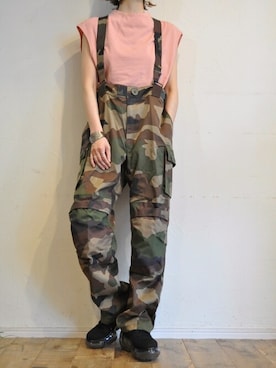 「迷彩」｜「アイテム（サロペット/オーバーオール）」を使った、chaosbohemiaさん（レディース・165cm）の夏コーディネート