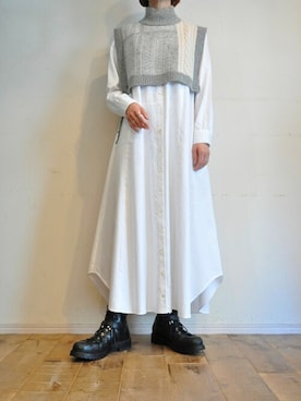 「ショート丈トップス」｜「アイテム（シャツワンピース）」を使った、chaosbohemiaさん（レディース・165cm）の秋コーディネート