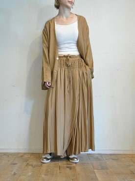 「キュプラ」｜「アイテム（ノーカラージャケット）」を使った、chaosbohemiaさん（レディース・168cm）の秋コーディネート