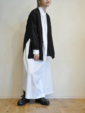 「キュプラ」｜「アイテム（ノーカラージャケット）」を使った、chaosbohemiaさん（レディース・165cm）の秋コーディネート